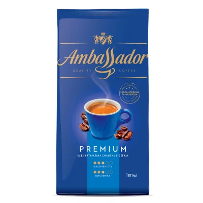Кава Ambassador Premium В зернах 1 кг (8720254065083)