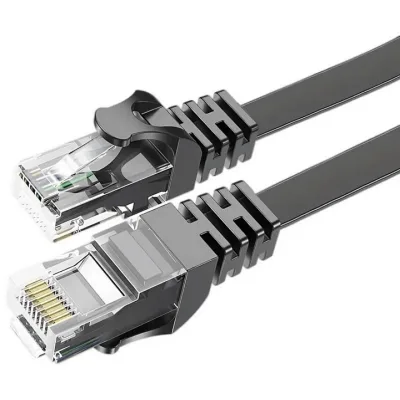 Патч-корд 15м UTP cat 6 RJ45 TopSpeed Ethernet Flat Cable Black Essager (EXCWXB-JSE01)