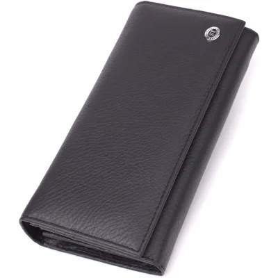Гаманець ST Leather З натуральної шкіри Чорний (23097)