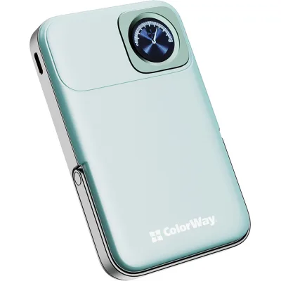Батарея універсальна ColorWay 10 000 mAh PD/22.5W, 15W MagSafe & Watch Wireless Aquamarine (CW-PB100LPA2MT-WPDD)