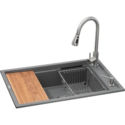 Мийка кухонна GRANADO Basic Artes grafito (+ змішувач Campo LUX inox + дозатор Redondo inox + кошик + (ksg1109)