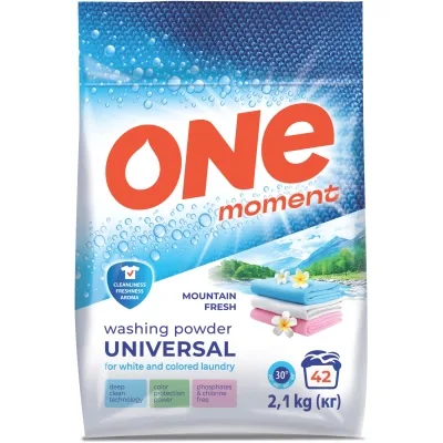 Пральний порошок One Moment Universal Гірська свіжість 2.1 кг (4820178065672)