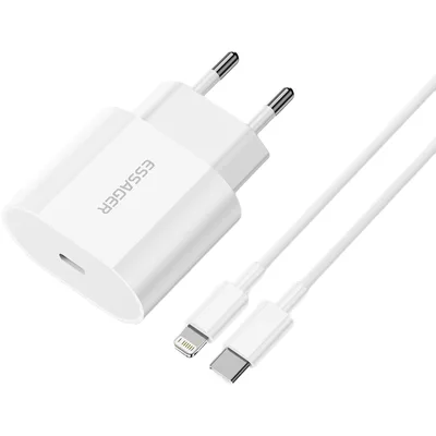 Зарядний пристрій Essager USB-C PD20W + cable USB-C to Lightning white (EFJB02-XBL02-T)
