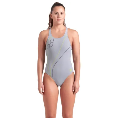 Купальник Arena Trail Swimsuit V Back 009022-520 Сірий 42 (3468337535973)