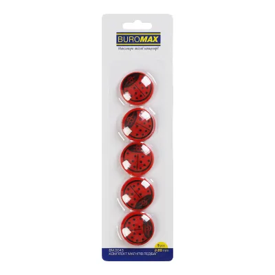 Магніт Buromax набір LADYBUG, 5 шт 20 мм (BM.0043)