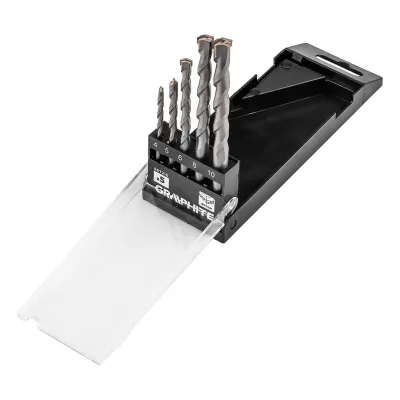 Набір свердл Graphite по бетону, 4–10мм, кейс, 5шт (56T215)