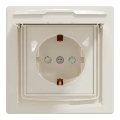 Розетка Schneider Electric ASFORA з кришкою IP44, крем (EPH3100323)
