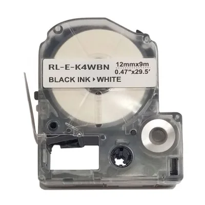 Стрічка для принтера етикеток UKRMARK RL-E-K4WBN-BK/WT, аналог LK4WBN. 12 мм х 9 м (900273)