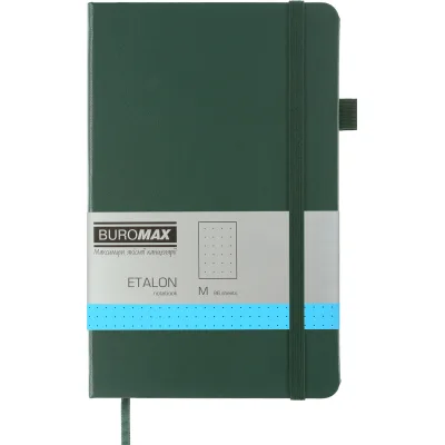 Книга записна Buromax Etalon 125x195 мм 96 аркушів в точку обкладинка зі штучної шкіри Зелена (BM.291360-04)