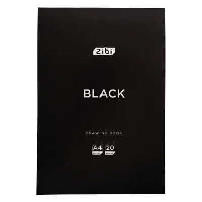 Альбом для малювання ZiBi (планшет) А4 BLACK, 20 аркушів, клеєний блок, чорний (ZB.1465-01)