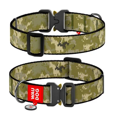 Нашийник для тварин WAUDOG Nylon з QR-паспортом "Мілітарі" металевий фастекс XL (288-4026)