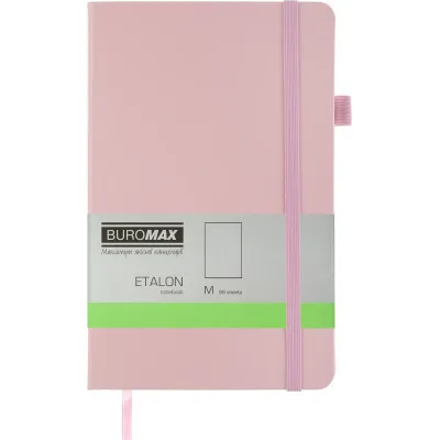 Книга записна Buromax Etalon 125x195 мм 96 листів без лінівки обкладинка зі штучної шкіри Рожева (BM.291060-10)