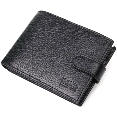 Портмоне Bond Accessories З натуральної зернистої шкіри Чорне (22059)