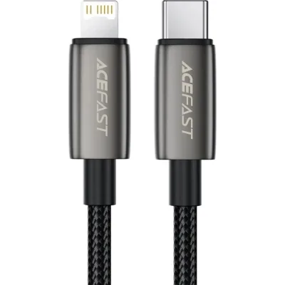 Дата кабель USB 2.0 AM to Lightning 1.2m 30W nylon black Acefast (6974316285410)