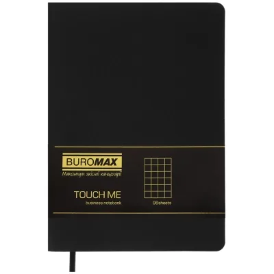 Книга записна Buromax TOUCH ME, L2UAX, А5, 96 аркушів, клітинка, чорний (BM.295102-01)