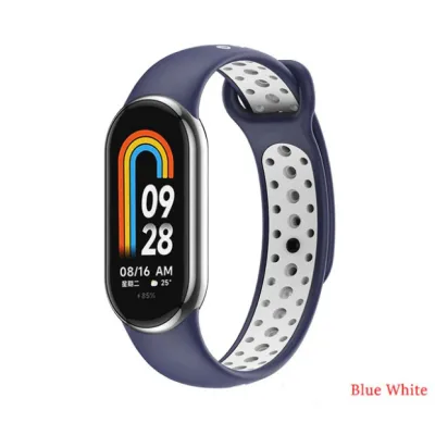 Ремінець до фітнес браслета BeCover Vents Style для Xiaomi Mi Smart Band 8 Blue-White (709419)