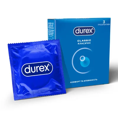 Презервативи Durex Classic латексні з силіконовою змазкою (класичні) 3 шт. (5010232954250)