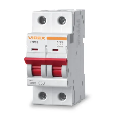 Автоматичний вимикач Videx RS4 RESIST 2п 50А С 4,5кА (VF-RS4-AV2C50)