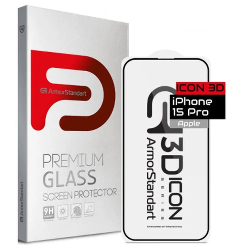 Захисне скло ArmorStandart Icon 3D для iPhone 15 Pro Black (ARM68215)