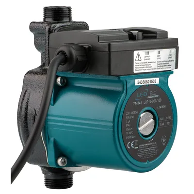Насос для підвищення тиску 123Вт Hmax 9м Qmax 25л/хв Ø¾" 160мм+гайки Ø½" LEO 3.0 LRP15-90A/160 (774741)
