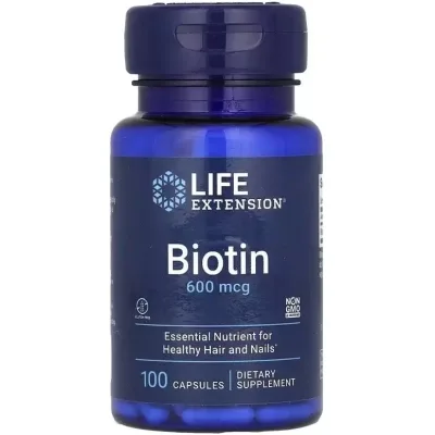 Вітамінно-мінеральний комплекс Life Extension Біотин, 600 мкг, Biotin, 100 капсул (LEX-10210)