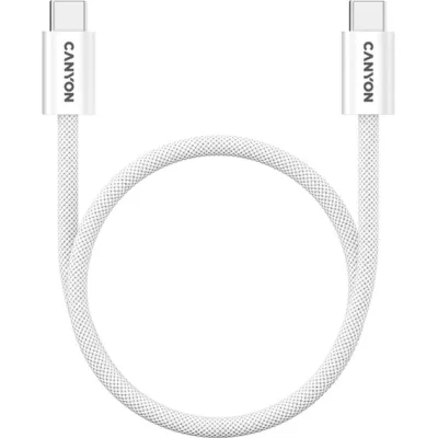 Дата кабель USB-C to USB-C 1.0m 60W Magnet Braided White Canyon (CND-CCMG60AB15W)
