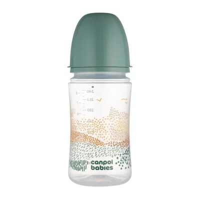 Пляшечка для годування Canpol babies Easystart MOUNTAINS антиколікова з широким отвором 240 мл зелена (35/243_gre)