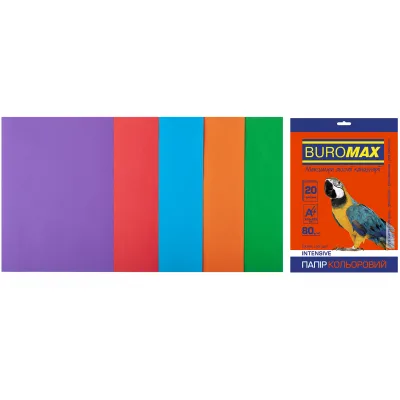 Папір Buromax А4, 80g, INTENSIVE, 5colors, 20sh (BM.2721320-99)