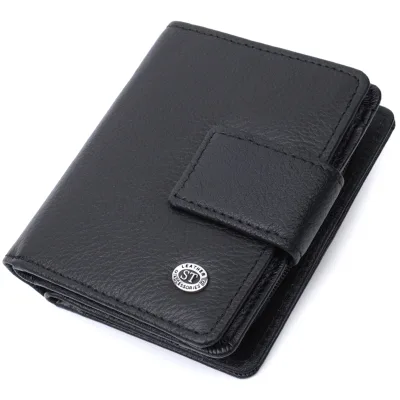 Гаманець ST Leather З монетницею та блоком для пропусків з натуральної шкіри Чорний (22713)