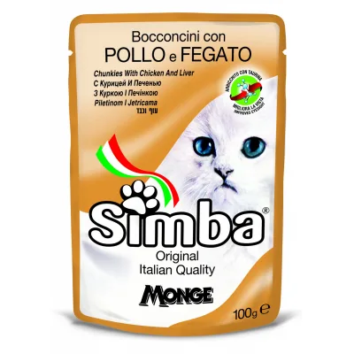 Вологий корм для кішок Simba Cat Wet курка та лівер 100 г (8009470009355)