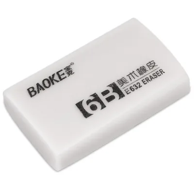 Гумка Baoke прямокутна 39 х 23 х 10 мм, TPR білий 6B, 36 шт (E632)
