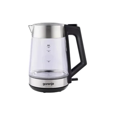 Електрочайник Gorenje 1.7л, 2,200 Вт, strix контроль, скло, нерж (K17OGS)