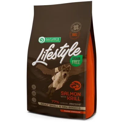 Сухий корм для собак Nature's Protection Lifestyle Grain Free Salmon, krill Adult Small&Mini 1.5 кг (NPLS45680)