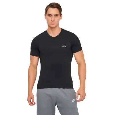 Футболка Kappa T-shirt Mezza Manica Scollo V K1316 Nero чорний M (8052394816691)
