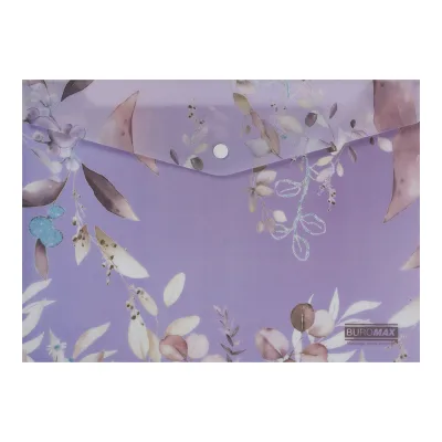 Папка - конверт Buromax А4 на кнопці, LILAC ARABESKI, напівпрозора, сливова (BM.3943-48)