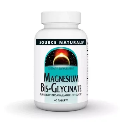Мінерали Source Naturals Магній Бісгліцинат, Magnesium Bis-Glycinate, 60 таблеток (SN2131)