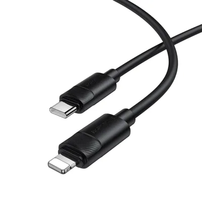 Дата кабель USB-C to Lightning 1.0m PD30W silicone BX123 Leya black BOROFONE (6941991124174)