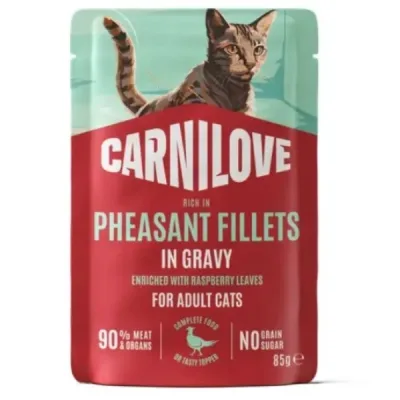 Вологий корм для кішок Carnilove Gravy Pheasant with Raspberry Leaves 85 г (8595602584666)