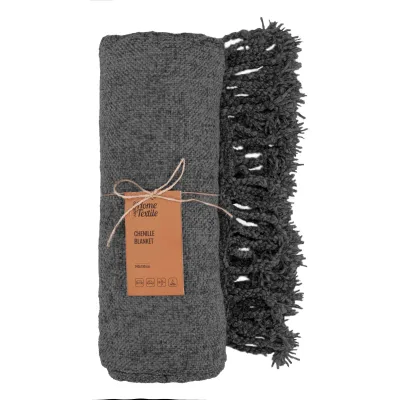 Плед Ardesto Chenille 140х190см, 100% поліестер, сірий темний (ART0203CH)