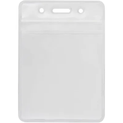 Бейдж Optima вертикальний замок zip lock PVC, 75х95 мм (O45612)