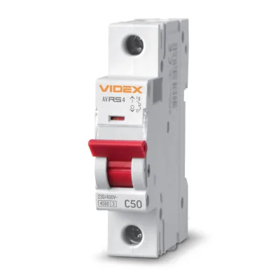 Автоматичний вимикач Videx RS4 RESIST 1п 50А С 4,5кА (VF-RS4-AV1C50)