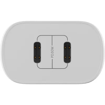 Зарядний пристрій Globex 2xUSB-C 30W FastPower white (30WCC)