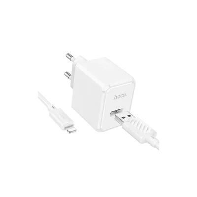 Зарядний пристрій HOCO CS11A USB + cable USB to Lightning white (6942007603577)