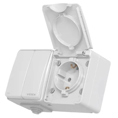 Вимикач Videx BINERA IP65 зовнішня 1ая із заземленням (BINERA IP65 наружная 1ая с заземлением)