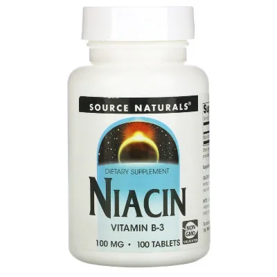 Вітамін Source Naturals Ніацин, Вітамін В3, 100 мг, Niacin, 100 таблеток (SN0501)