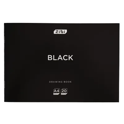 Альбом для малювання ZiBi А4 BLACK, 20 аркушів на скобі (ZB.1423-01)