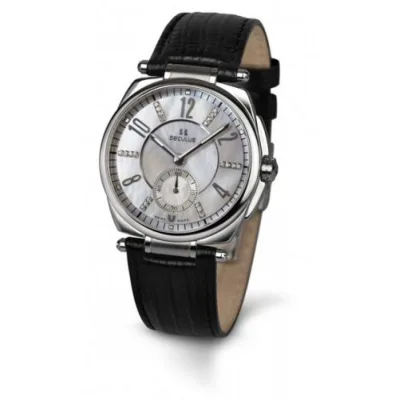 Наручний годинник Seculus 1700.8.1069 white-mop-cz, ss, black leather