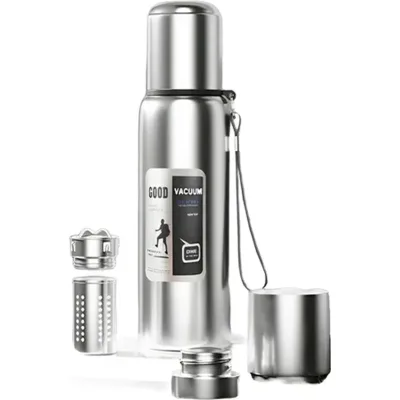 Термос Merlion з ситечком та чашкою 2 л, сталевий (ZK-127-2000Grey)