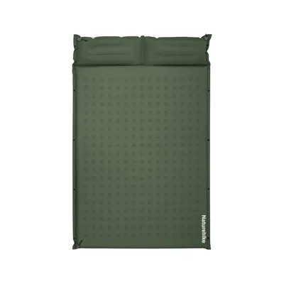 Матрац туристичний із подушкою, самонадувний двомісний Naturehike CNK2550WS025, вологостійкий, 200 х 130 х 6 см, зелений