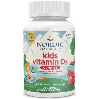 Вітамінно-мінеральний комплекс Nordic Naturals Вітамін D3 для дітей, смак кавуна, 400 МО, Kids Vitamin D3 Gummies, 60 (NOR-31143)